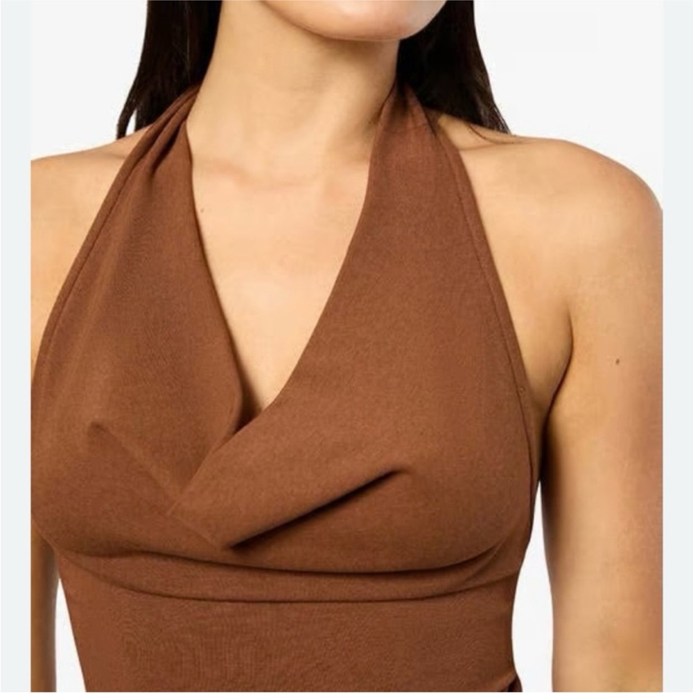 192 NWT WeWoreWhat $98 Resolve Brown Halter Top Size S - Picture 3 of 3
